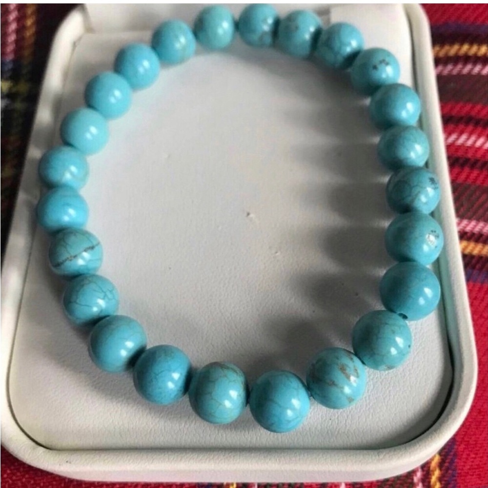 Turquoise Beaded Stretch Bracelet - Blue